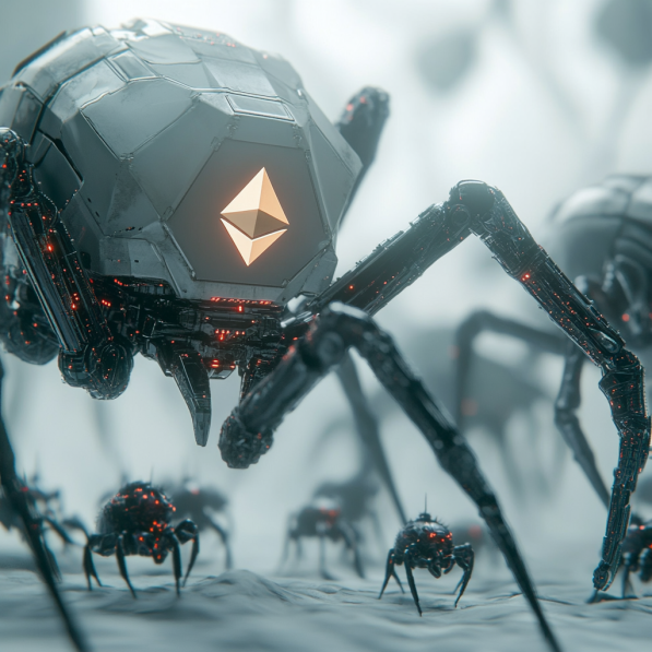 Robotic spider with Ethereum logo